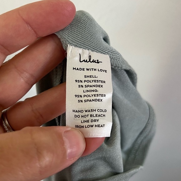 Lulus Dreamy Date Sage Blue Surplice Draped Midi Dress Size Medium NWT - Picture 8 of 9